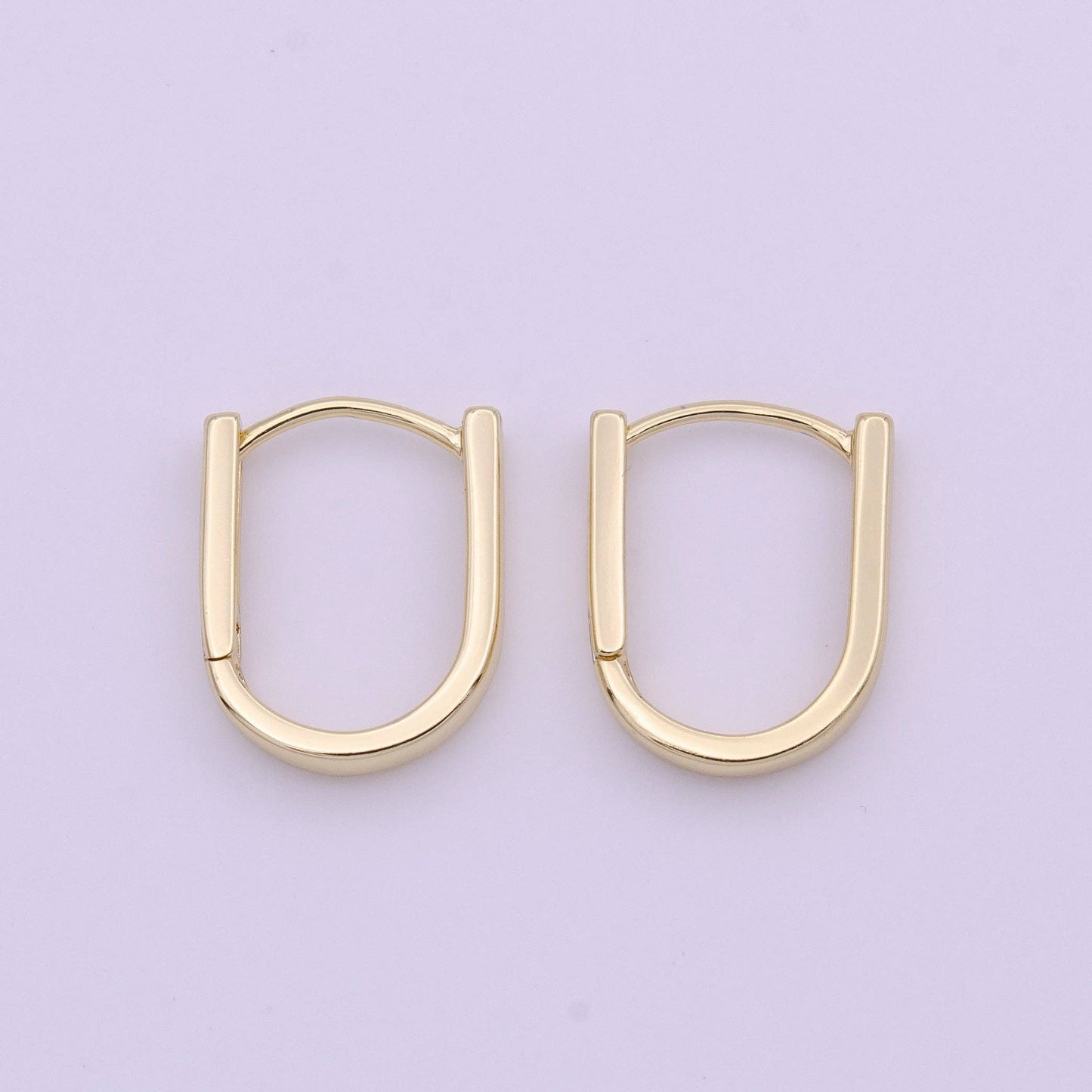 Dainty Gold U Shaped Boxy Huggie Earrings
