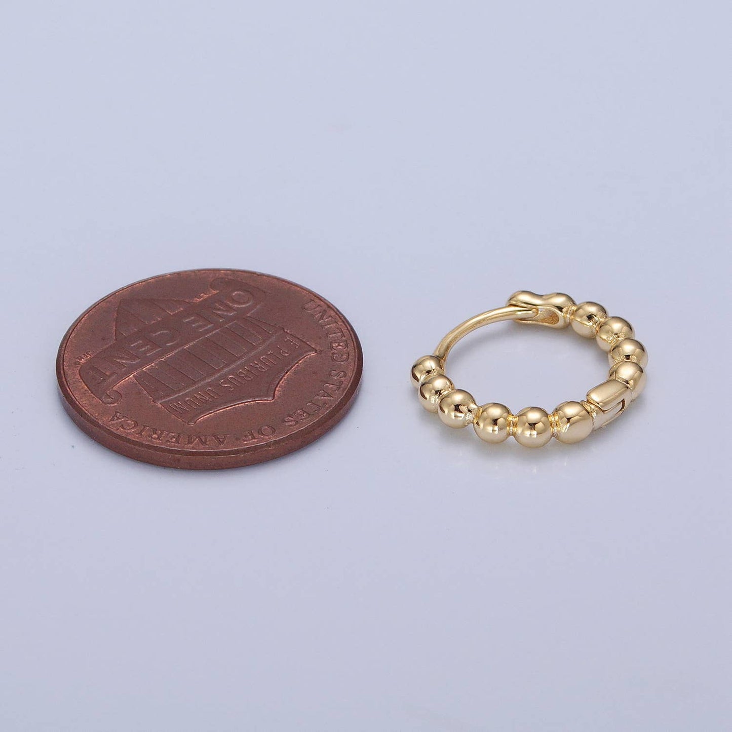 Dainty 14K Gold Filled Beaded Huggie Hoop
