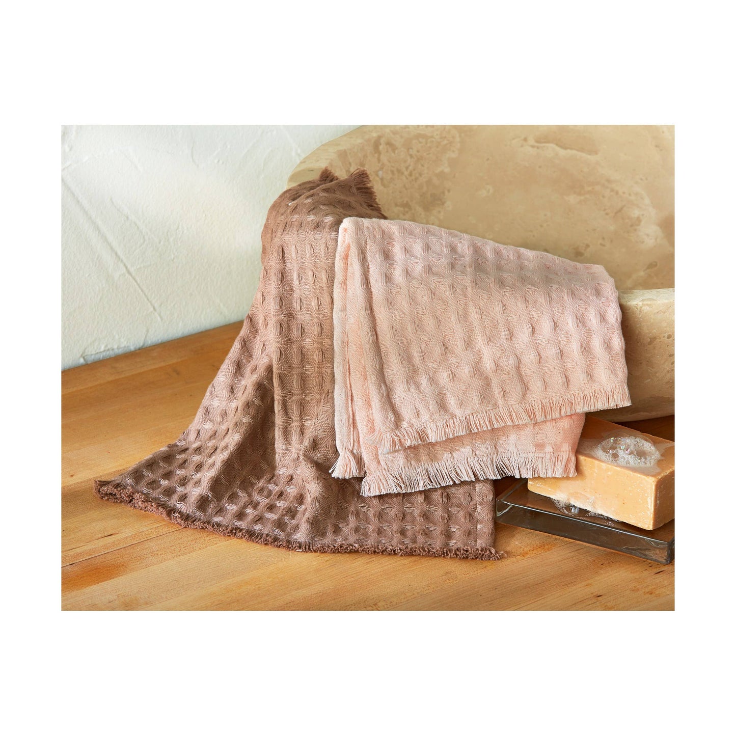 Wellbeing Waffle Wash Cloth Set of 2 Latte Organic Cotton