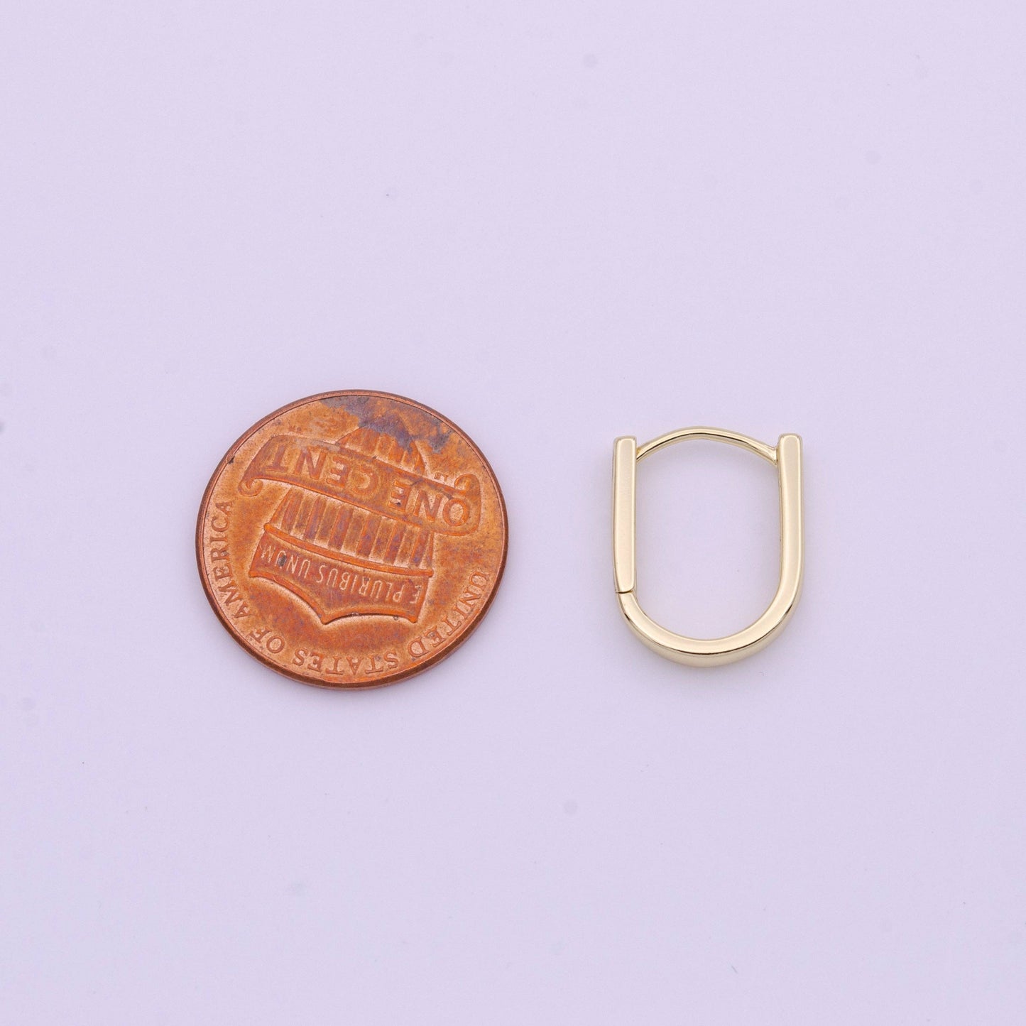 Dainty Gold U Shaped Boxy Huggie Earrings