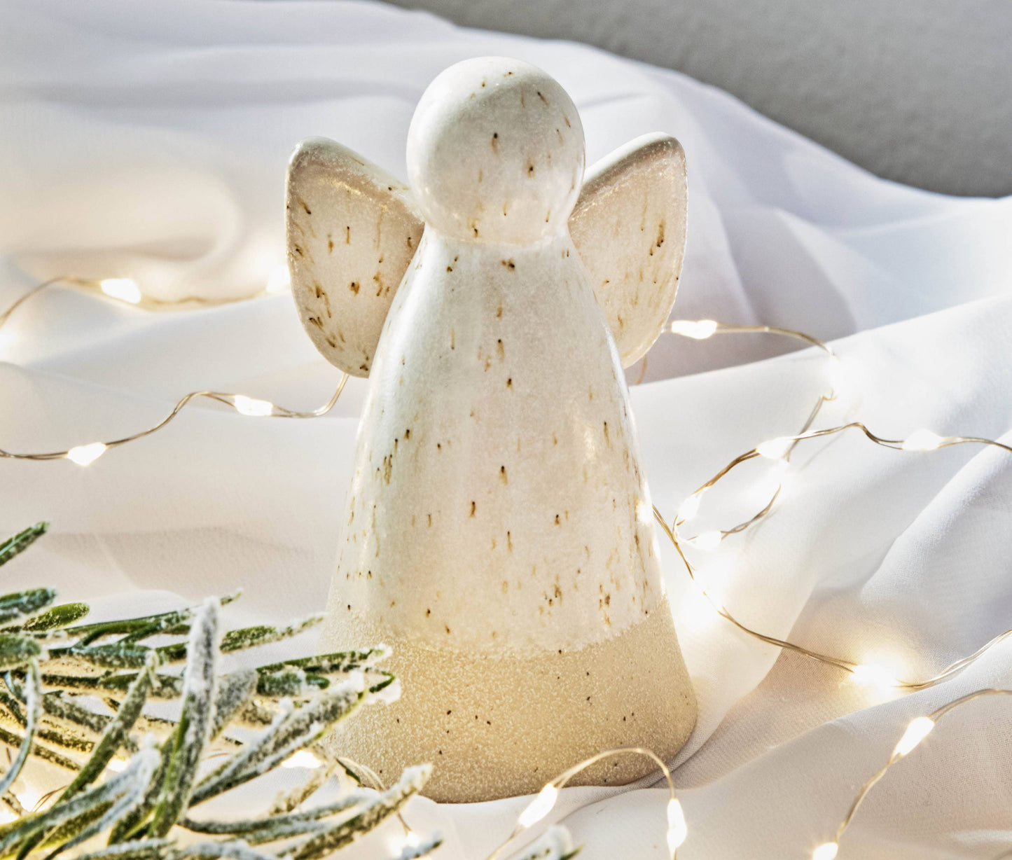 Ceramic Angel Decor White Stoneware Christmas