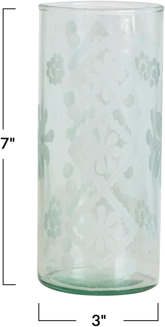 Recycled Etched Glass Vase Large