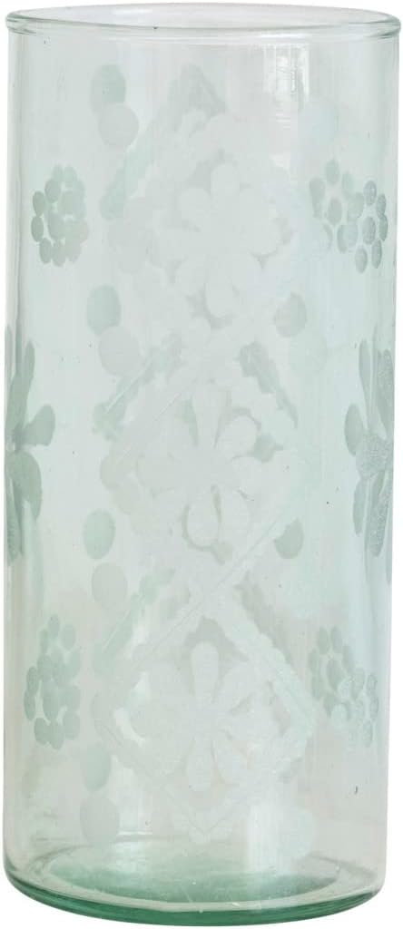 Recycled Etched Glass Vase Large