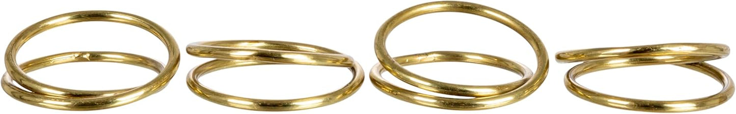 Brass Napkin Rings on Leather Tie, Set of 4