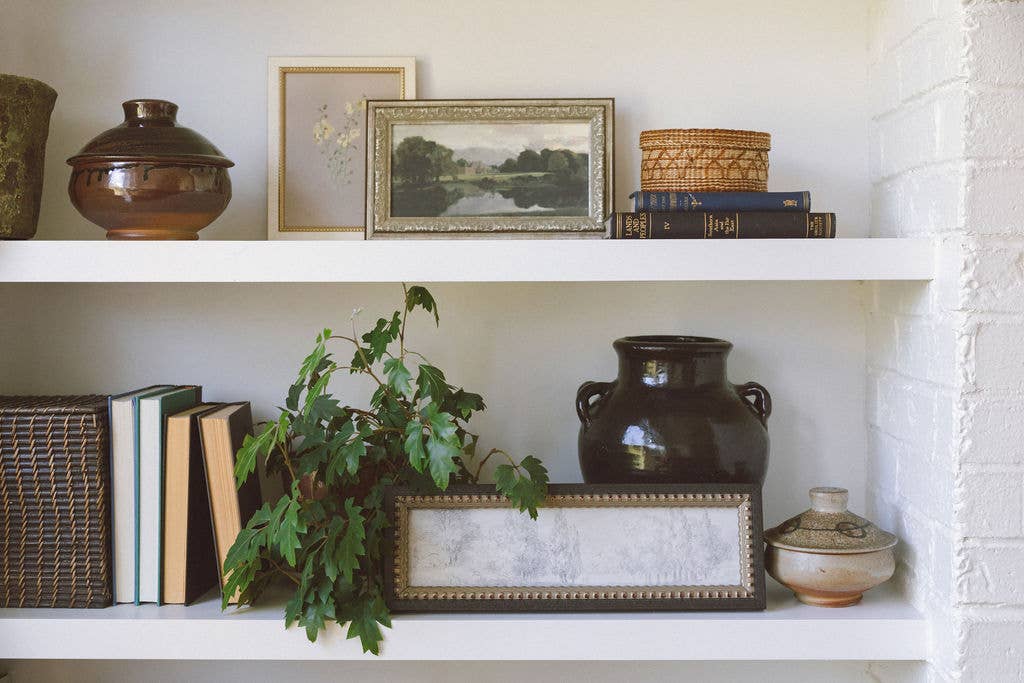 Country Meadow Sketch Framed Antique Art