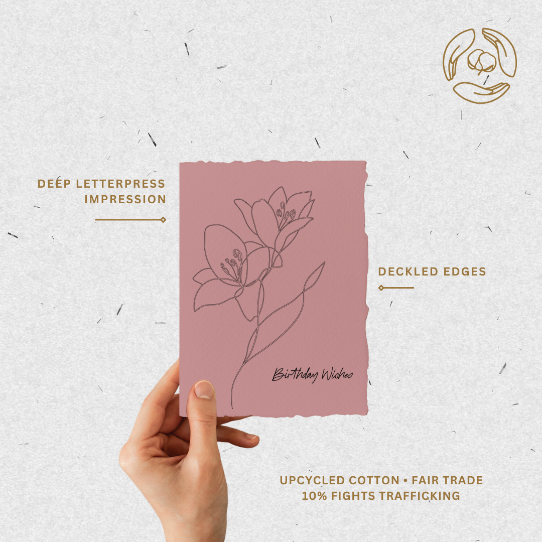 Birthday Wishes | Flower Bouquet Letterpress Greeting Card