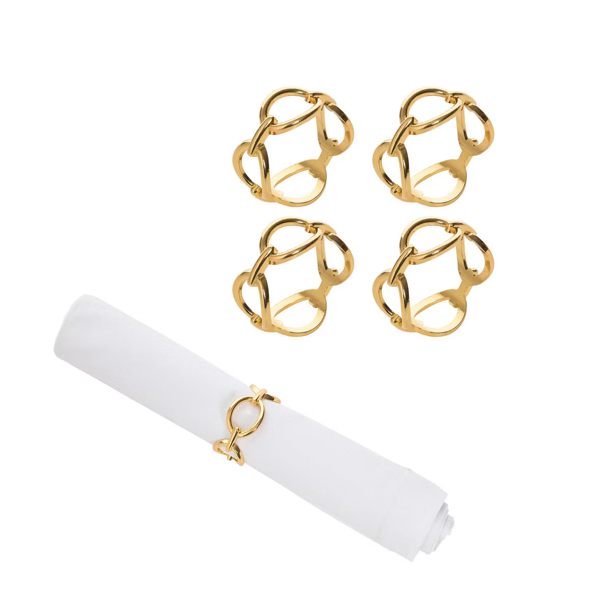 Gold Chain Link Napkin Ring Set of 4
