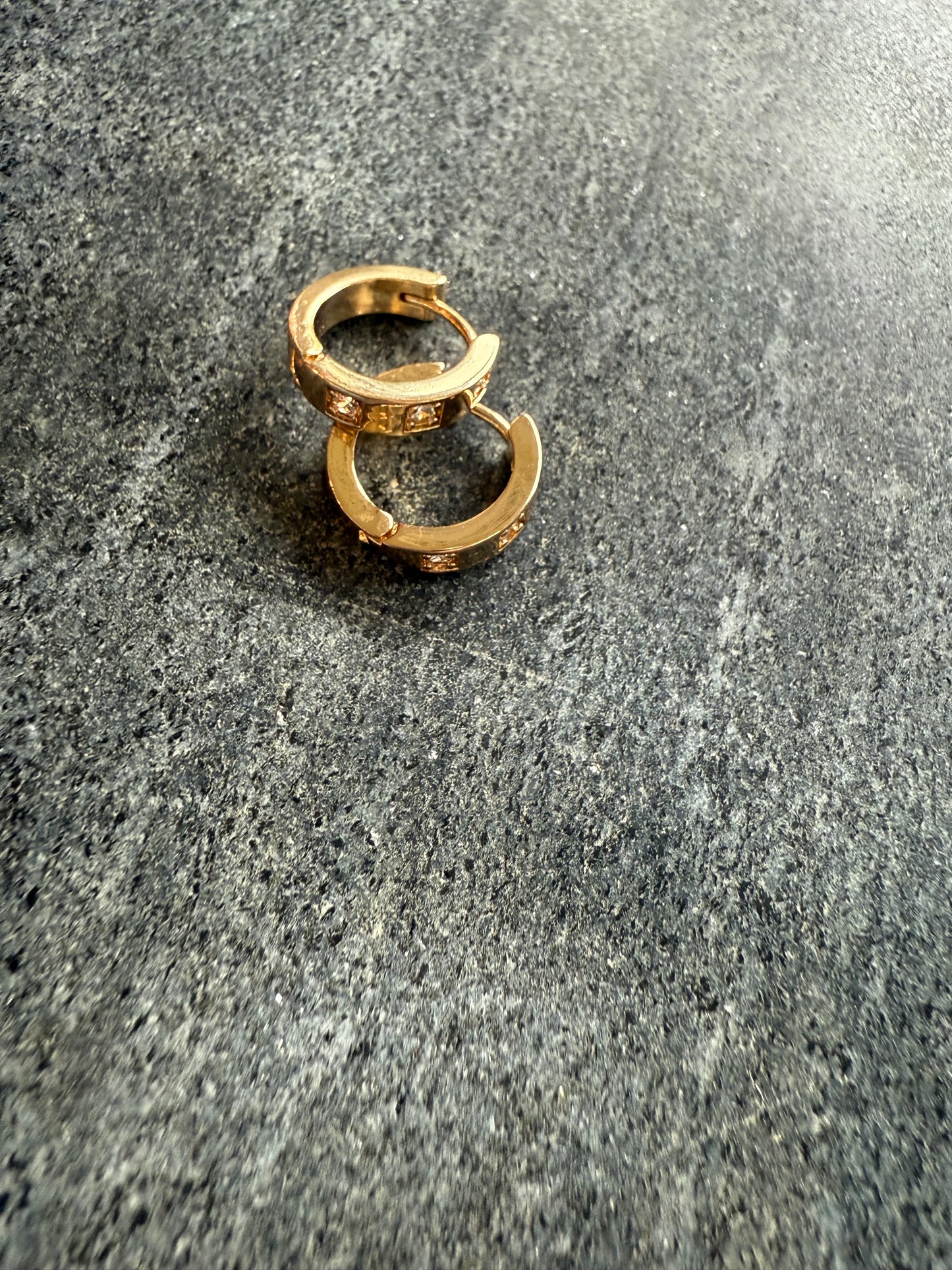 3 Diamond Gold Huggie Earring