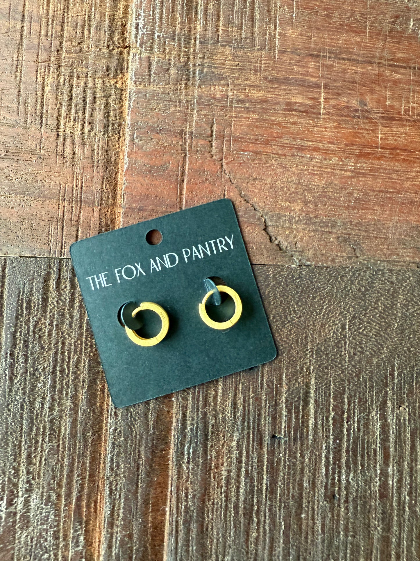 Tiny Minimal Huggie Brushed Brass Earring