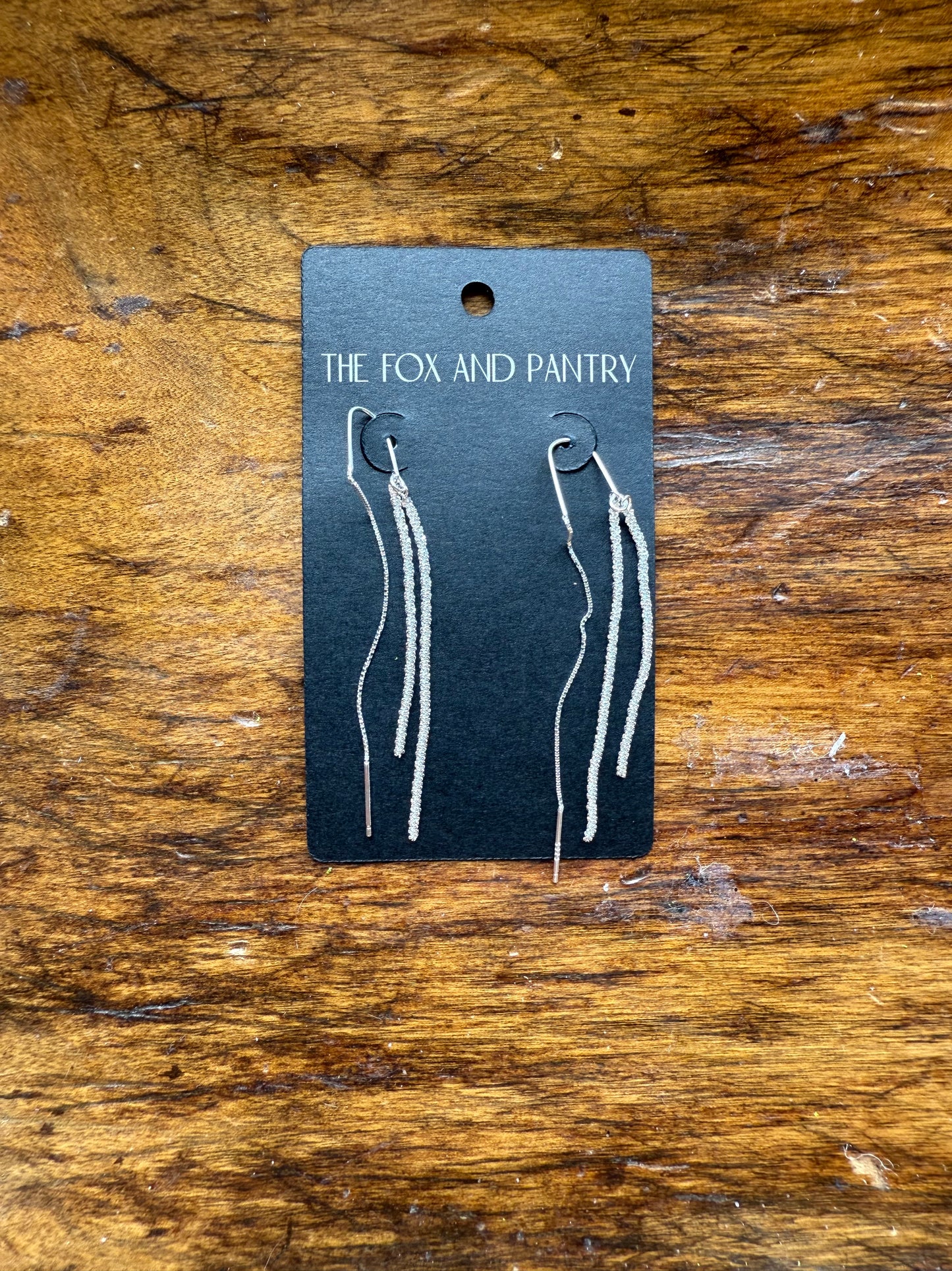 Silver Sparkle Pull-Through Drop Earring