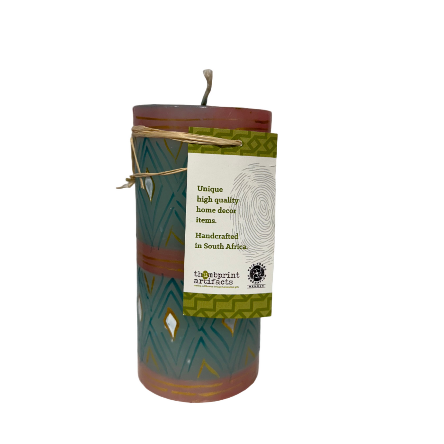 Teal + Gold Delight Pillar Candle