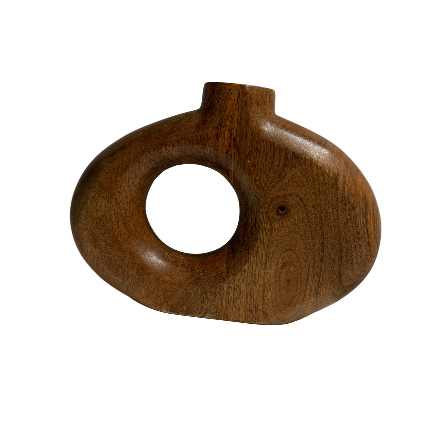 Oval Wood Abstract Vase