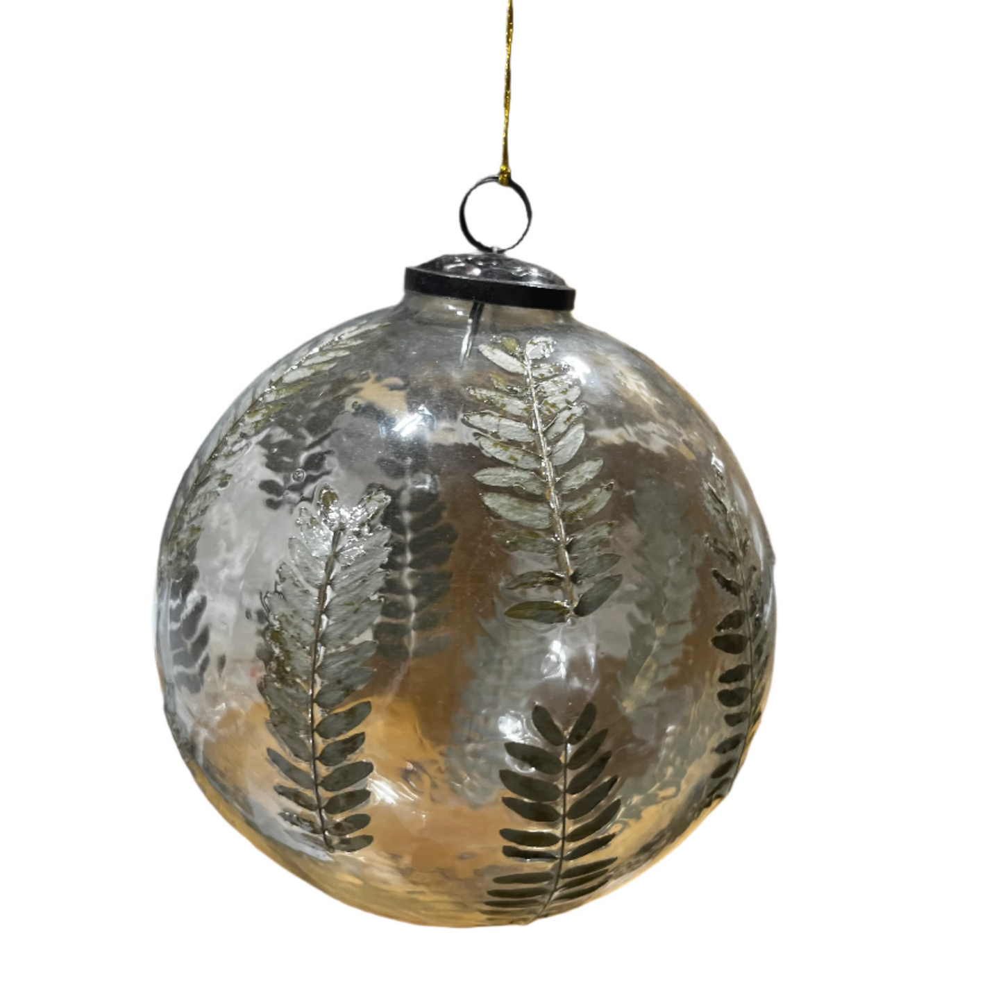 6" Clear Botanical Silver Mercury Hand-blown Ornament