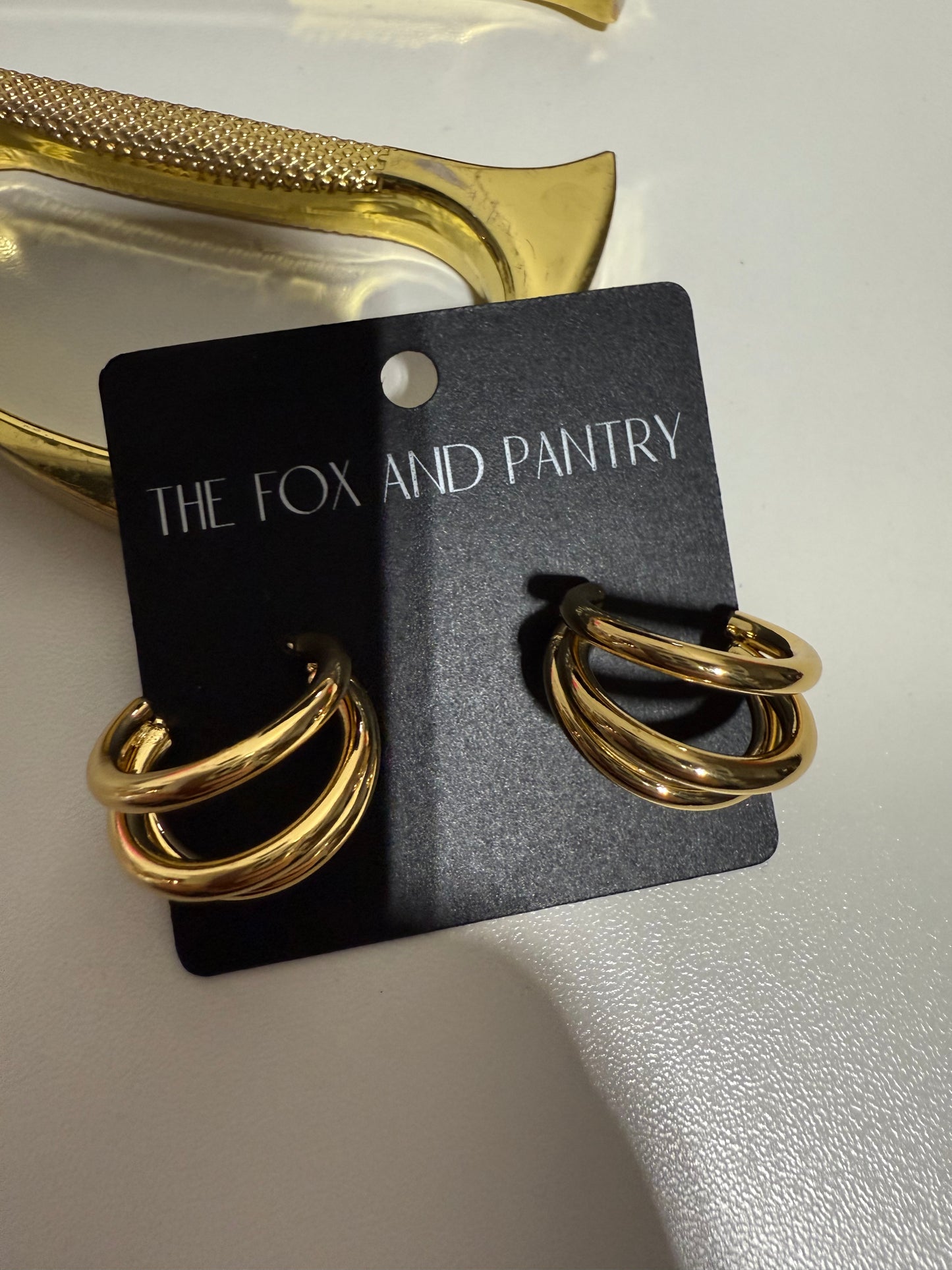 Gold Triple Ring Earring