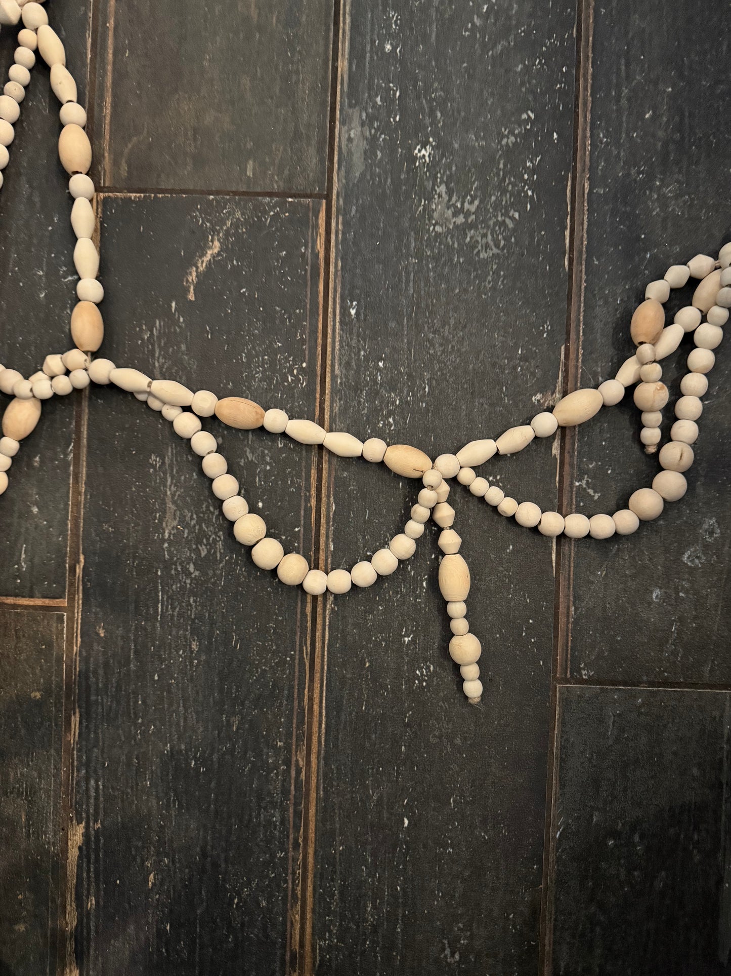 Cream Paulownia Wood Bead Swag Garland