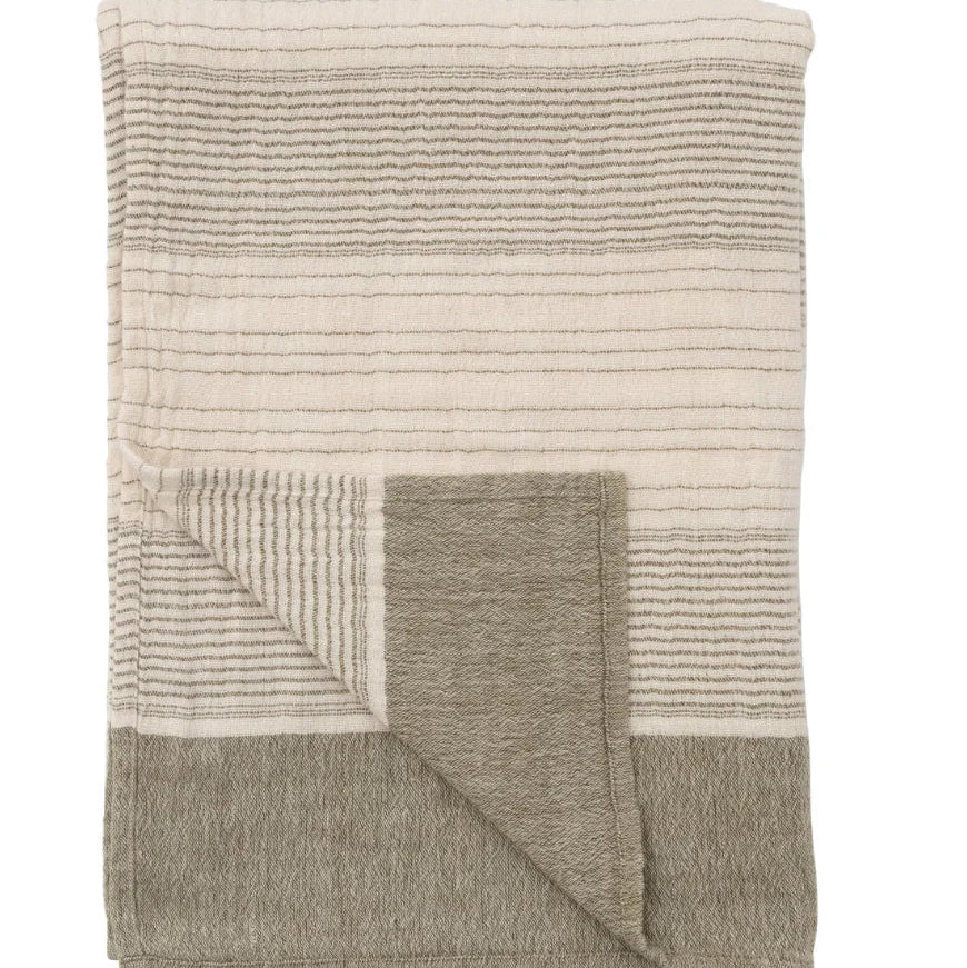 Textured blanket with geometric pattern on a white background