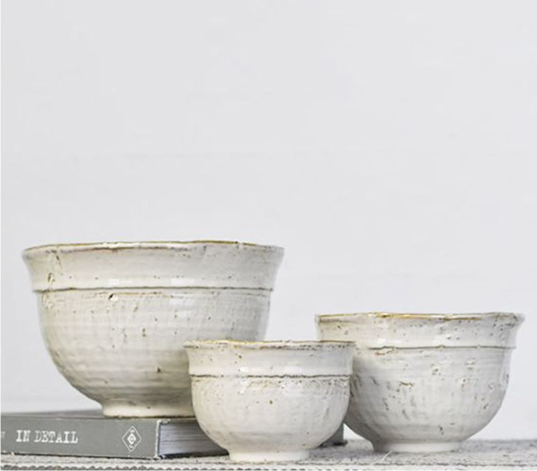 WHITE CERAMIC BOWLS S/3