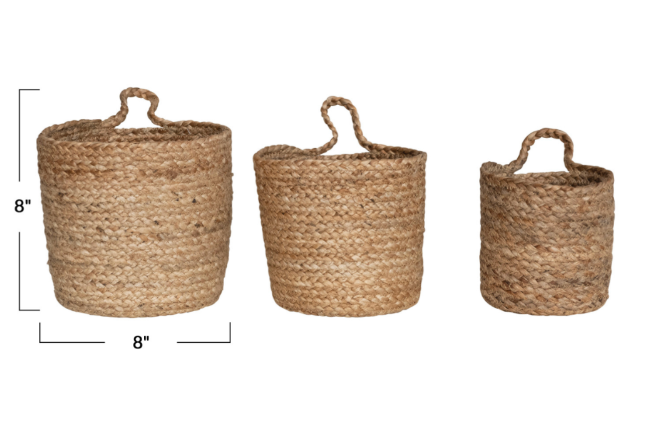 Brinley Braided Jute Nesting Baskets w/ Handle