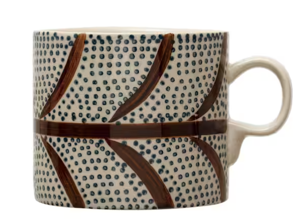 16 oz. Hand-Painted Stoneware Mug w/ Pattern