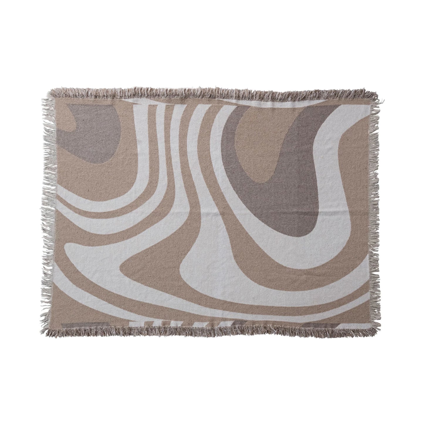 Woven Cotton Blend Jacquard Throw/Brown