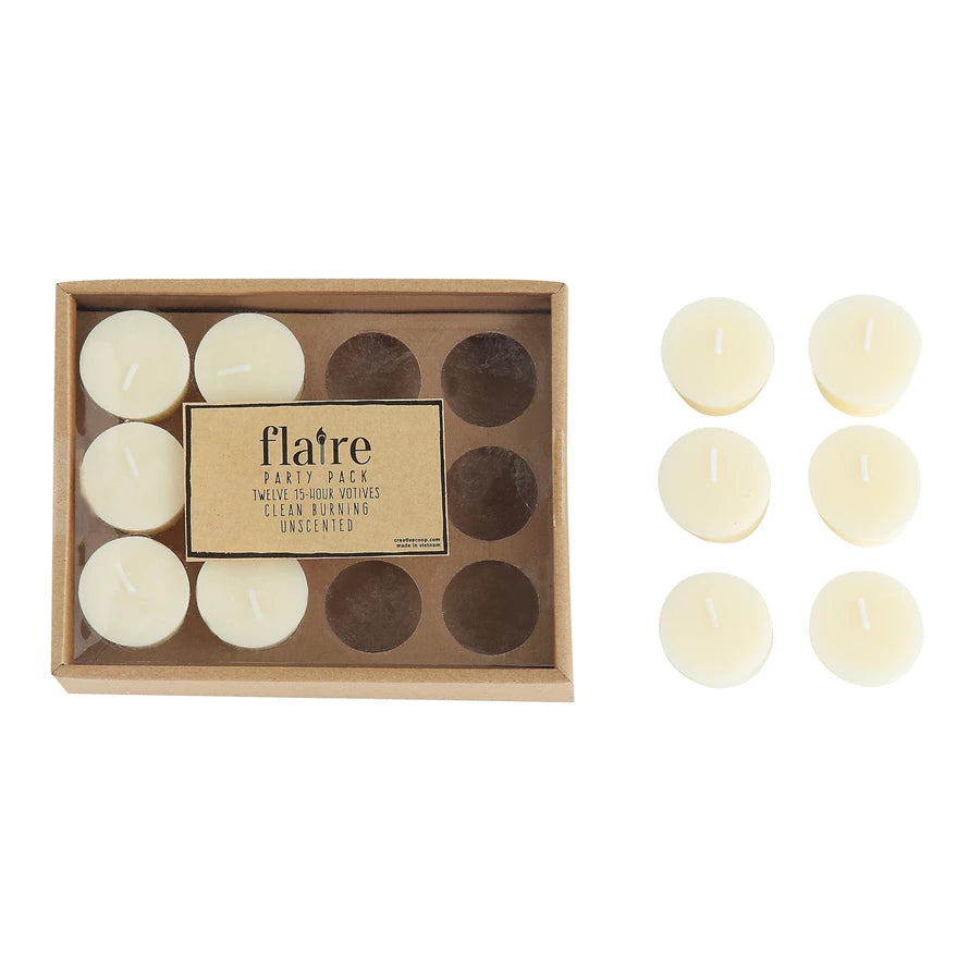Votive Candles In Box, Set of 12 Unscented