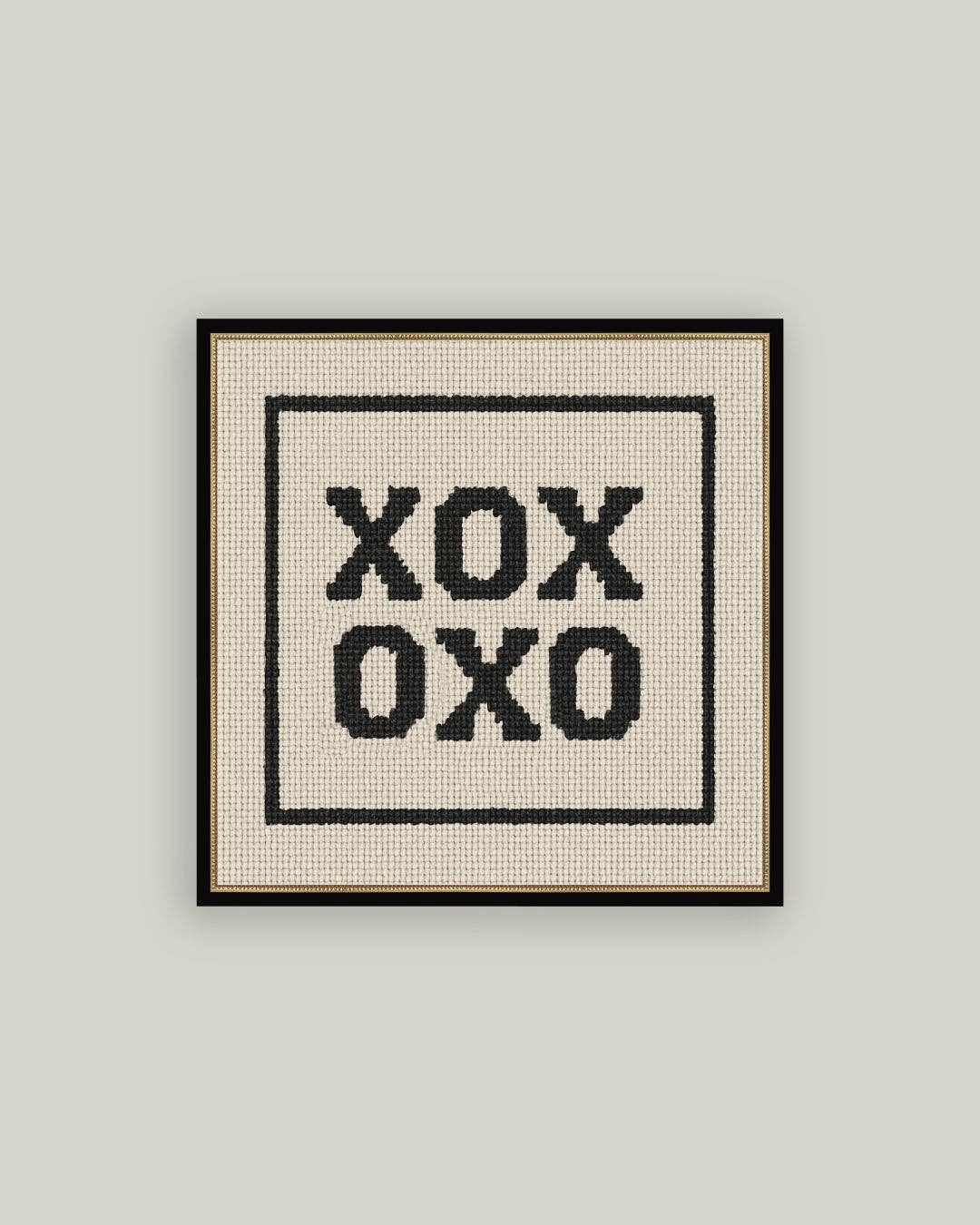 Cross Stitch XOXO Framed Antique Print