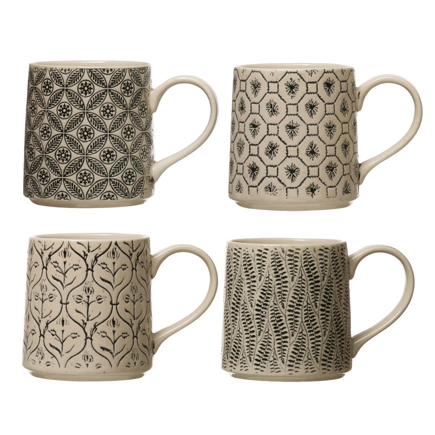 Hand-Stamped Mug Black And Cream 4 styles