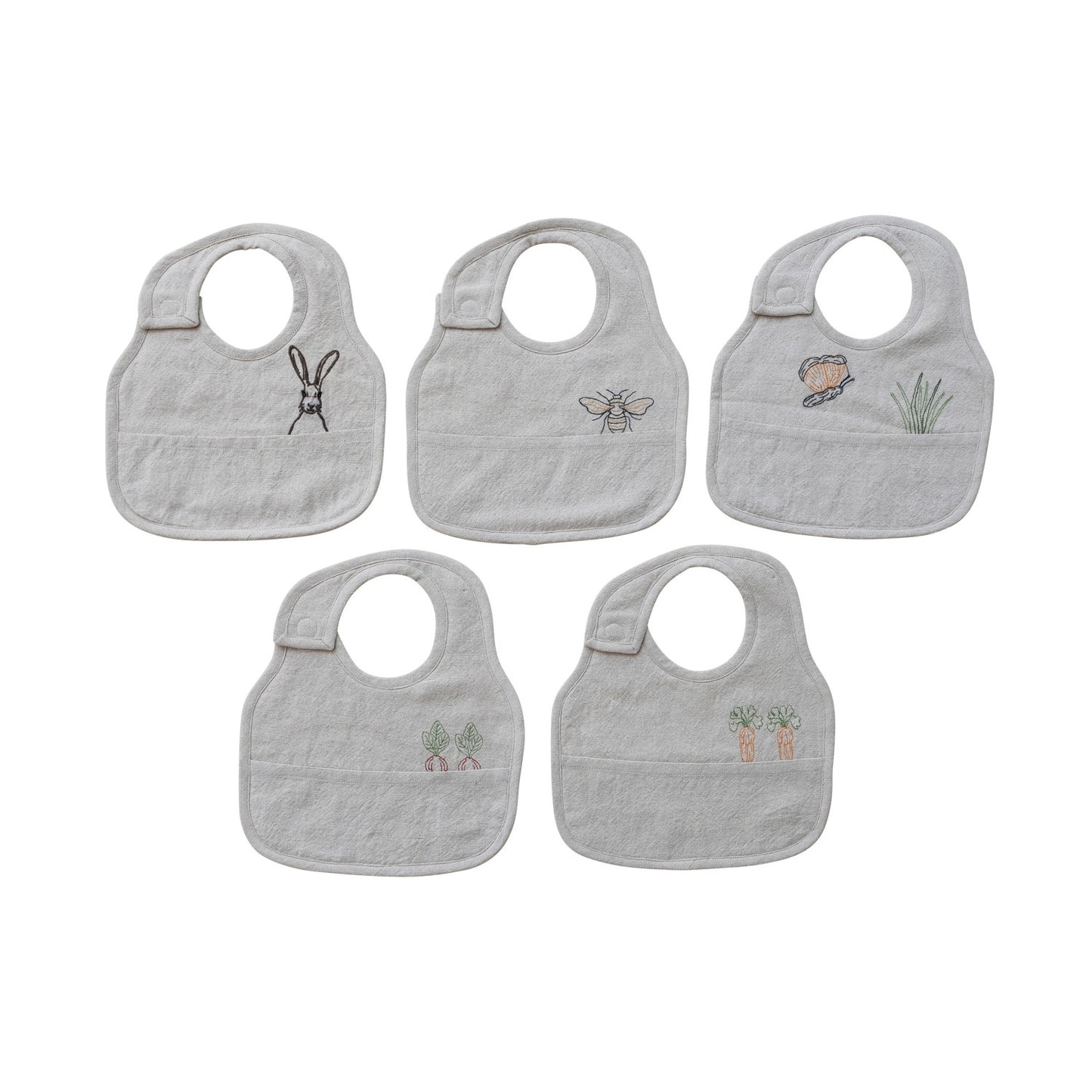 Embroidered Cotton & Linen Bib, 5 Styles