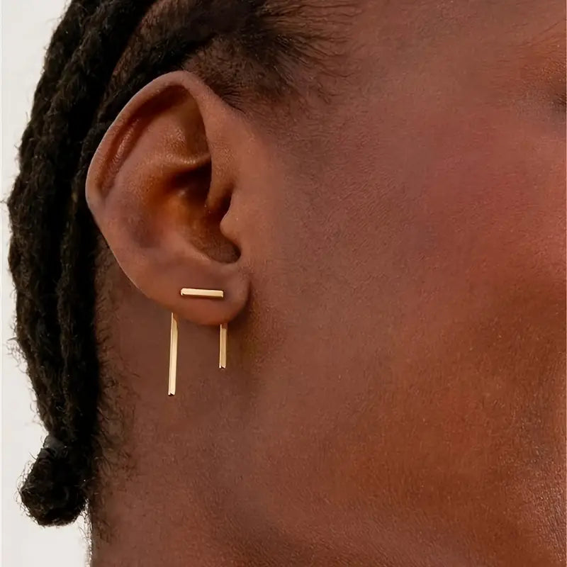 Two-piece Gold Abstract Earring