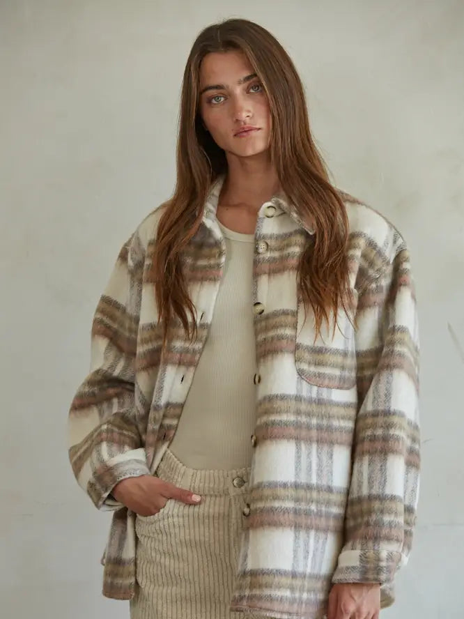 Woven Polyester Flannel Button Down Top