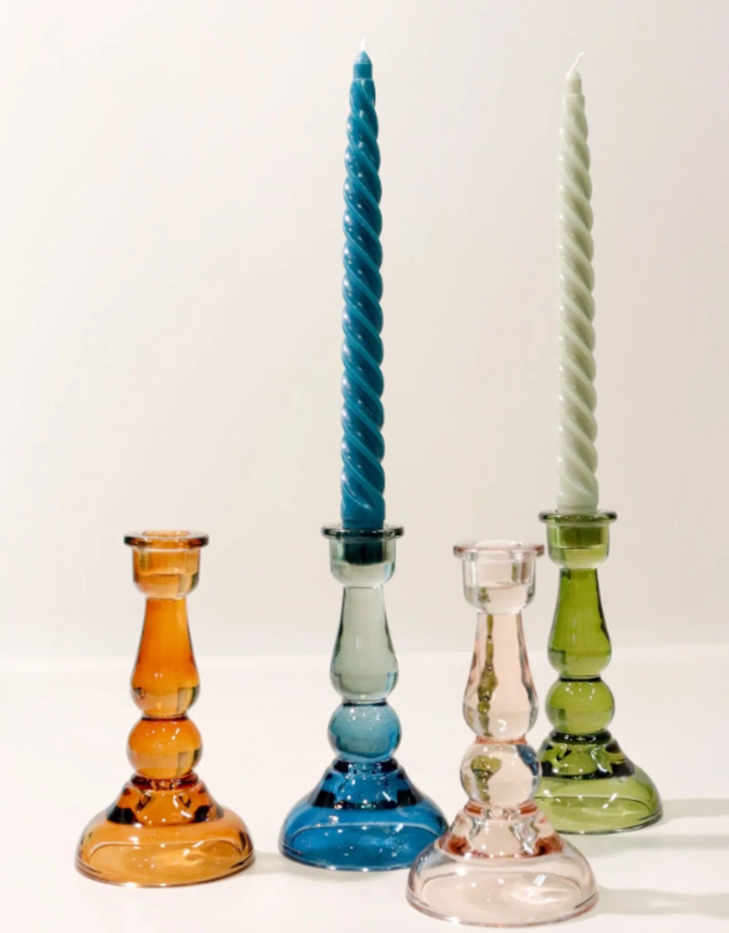 Amber Tall Glass Taper Candle Holder