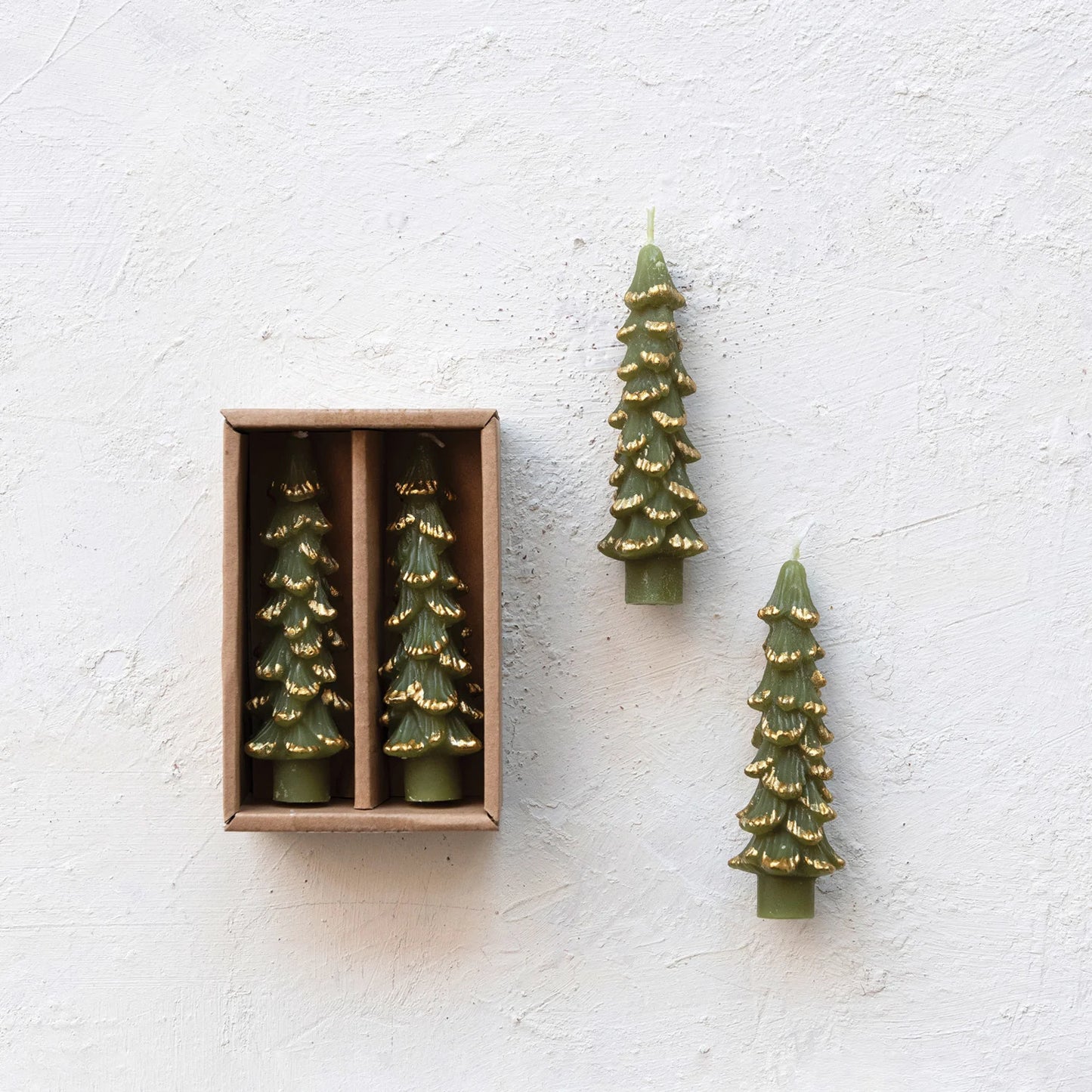 Small Tree Shaped Taper Candles - EVERGREEN