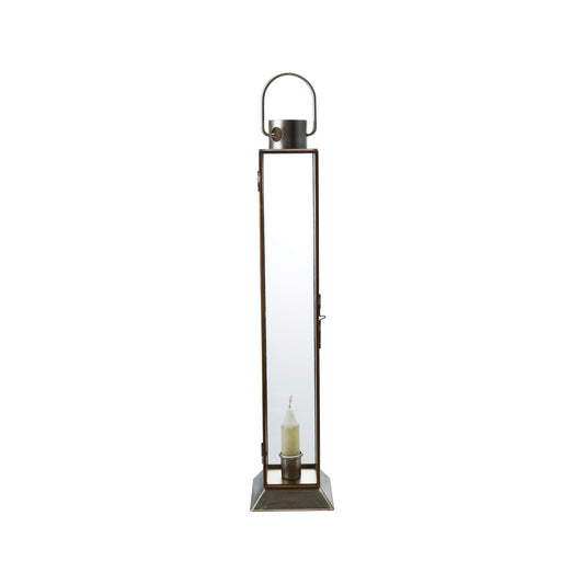 Md. Metal & Glass Lantern Taper Holder, Gold