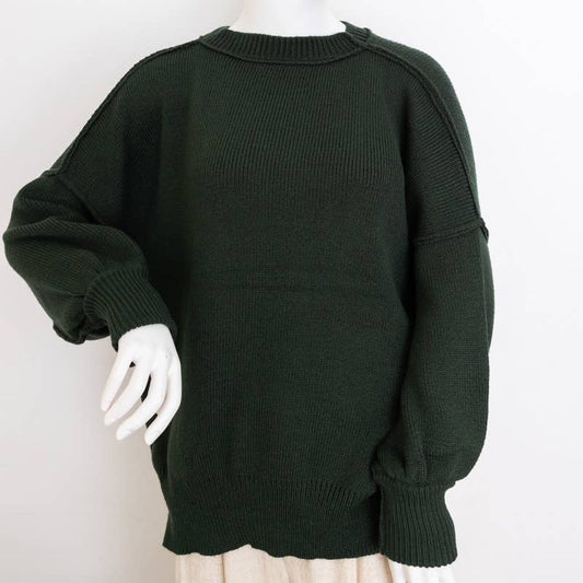 Green Cozy Mood Oversized Pullover Sweater