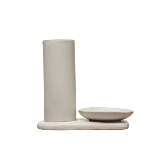 Ceramic vase and bowl set on a white background
