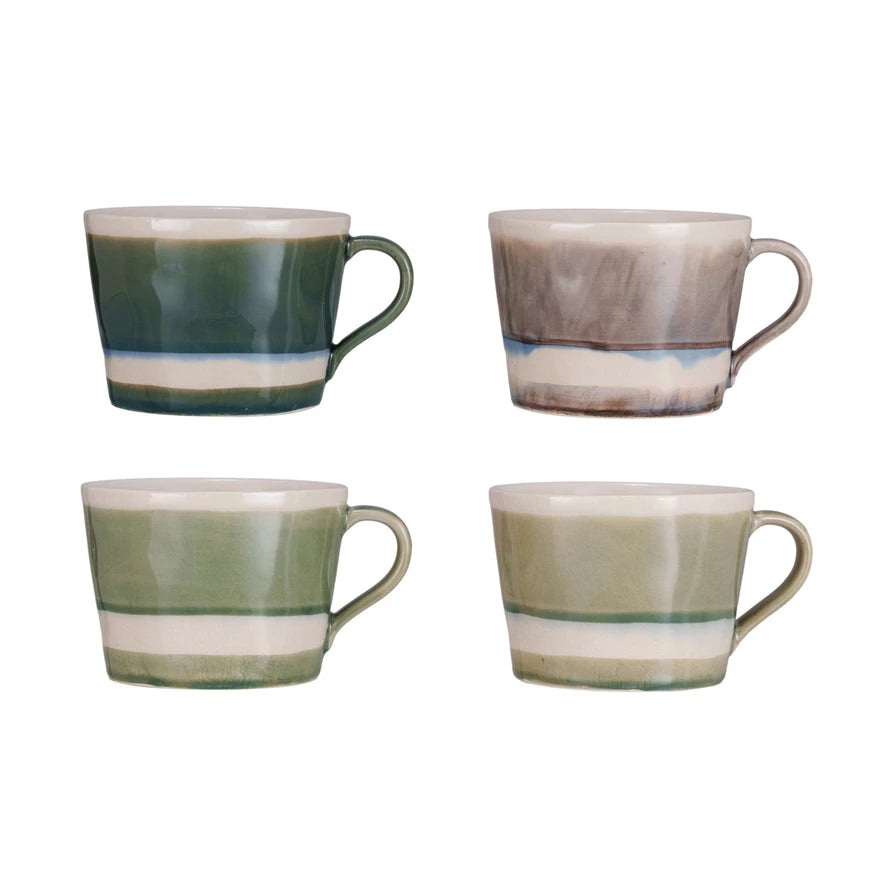 12oz Water Color Stoneware Mug w/stripes