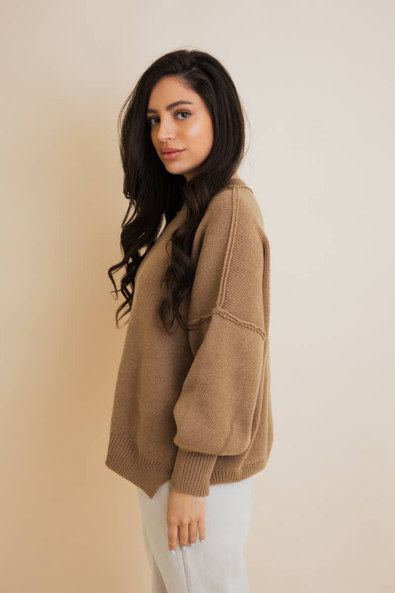 Mocha Cozy Oversized Pullover Sweater