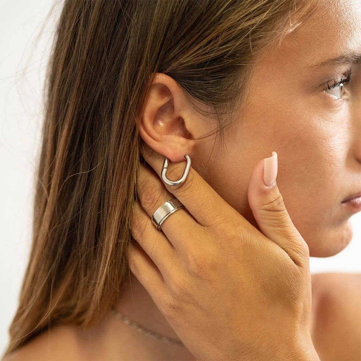 18K Gold  Oval Huggie Earrings