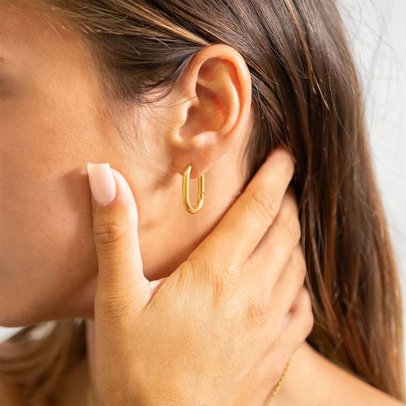 18K Gold  Oval Huggie Earrings