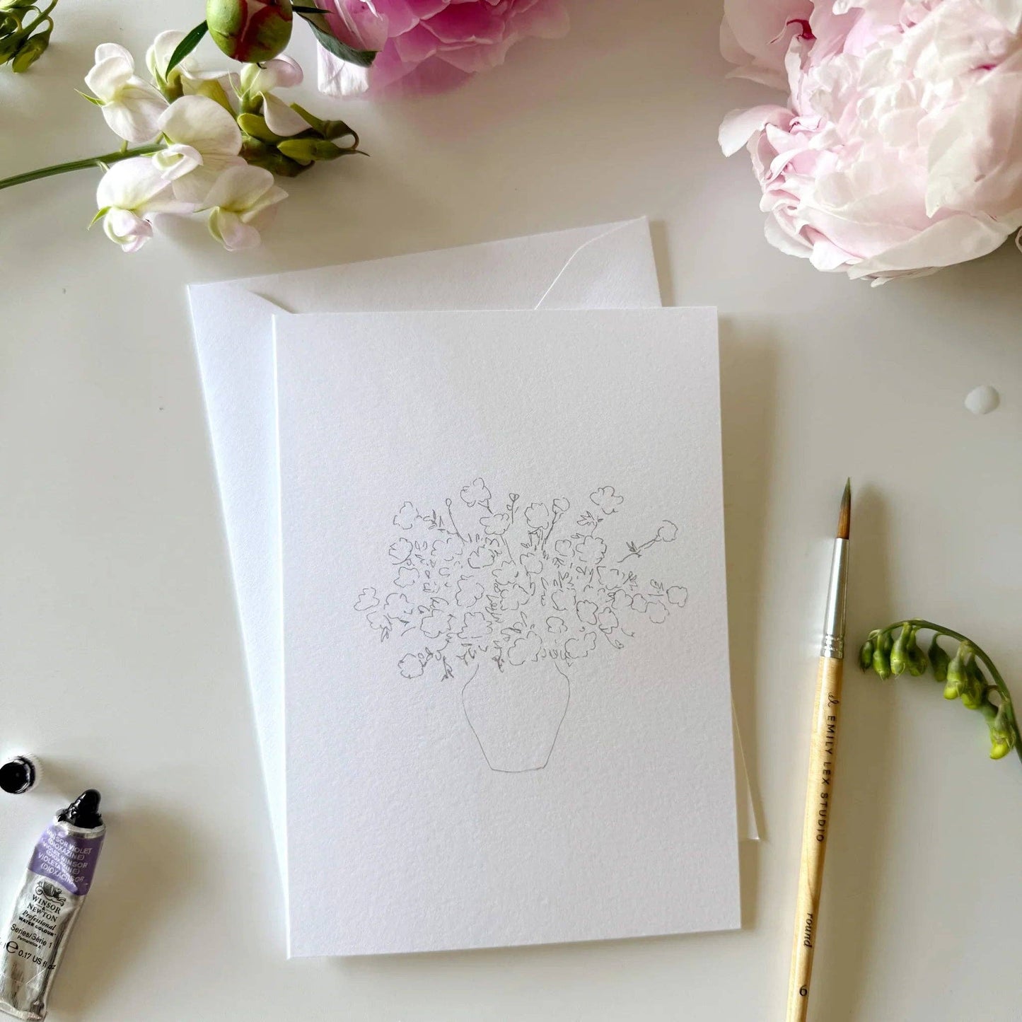 Bouquets paintable watercolor notecard set