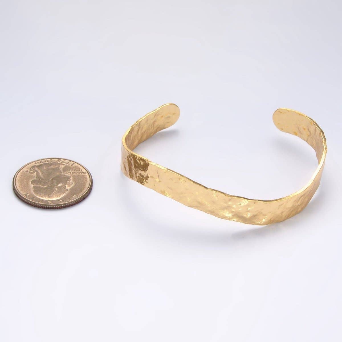 24K Gold Filled Hammered Band Cuff Bracelet