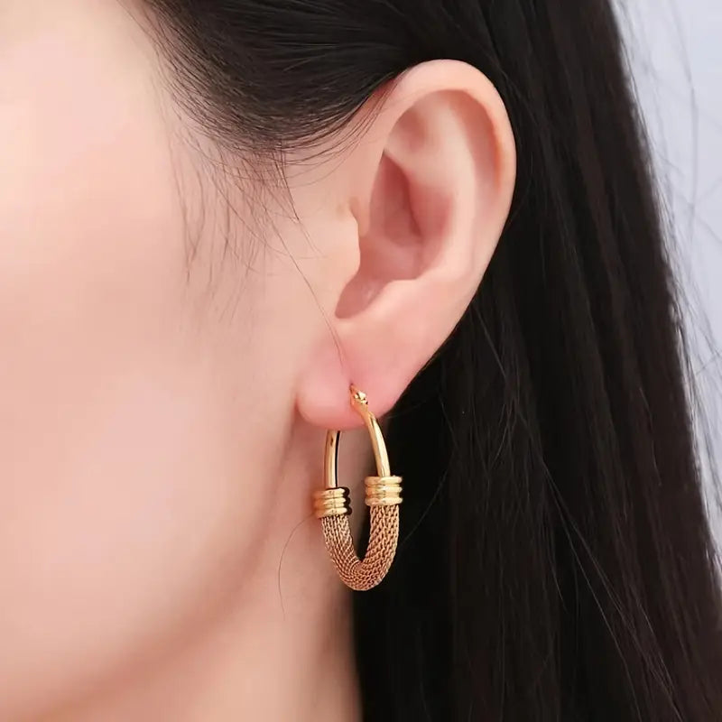 Gilded Mesh Medium Hoops ( 3 Styles)