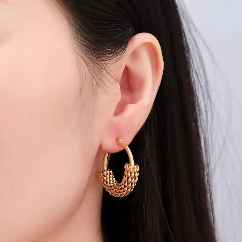 Gilded Mesh Medium Hoops ( 3 Styles)