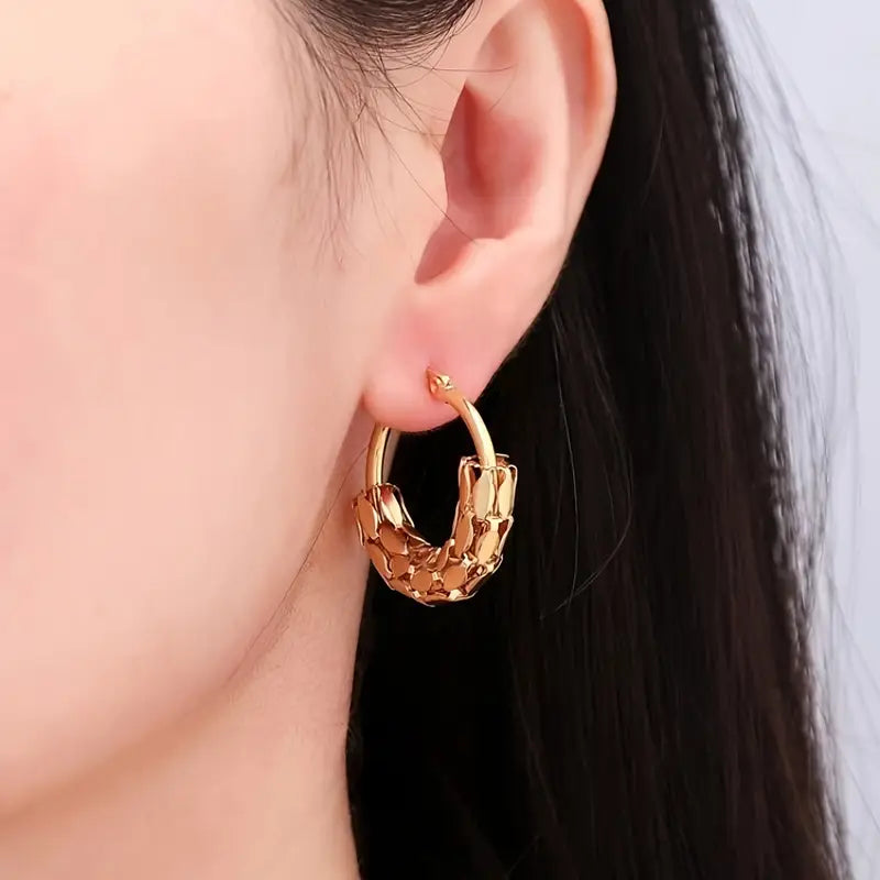 Gilded Mesh Medium Hoops ( 3 Styles)