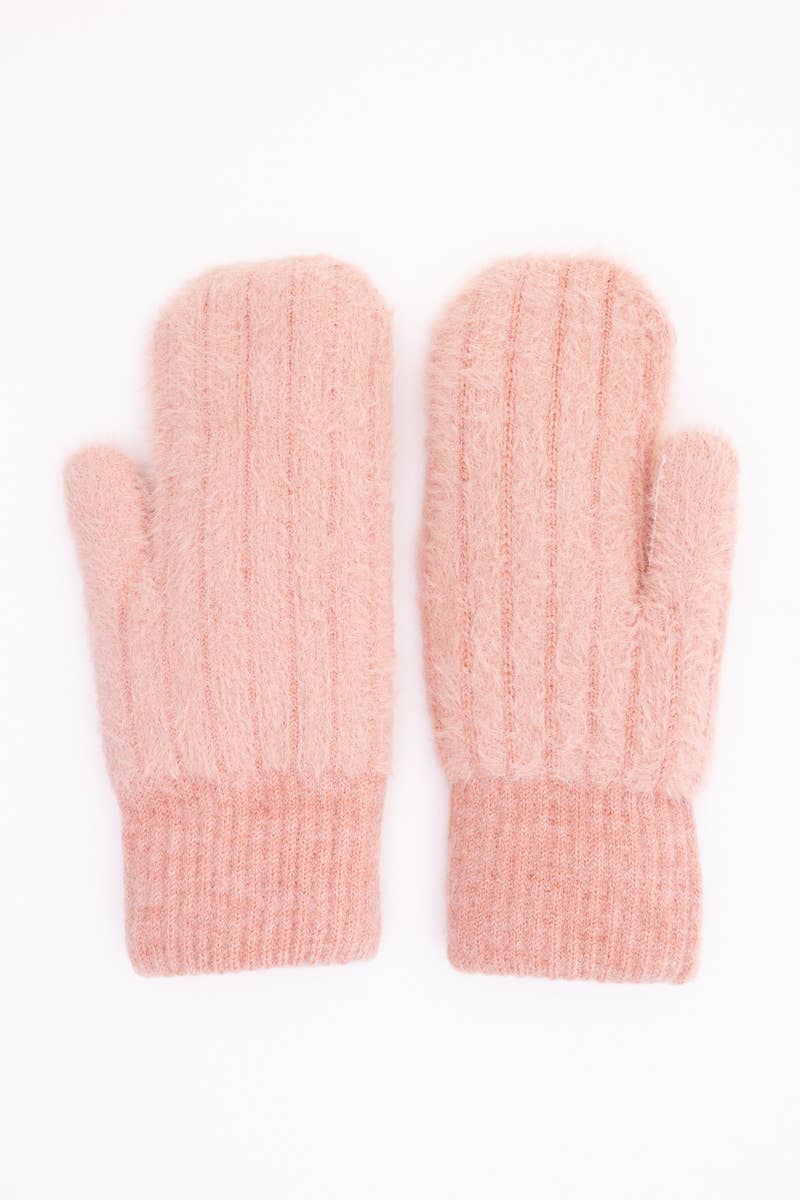 Plush Pastel Fuzzy Winter Mittens