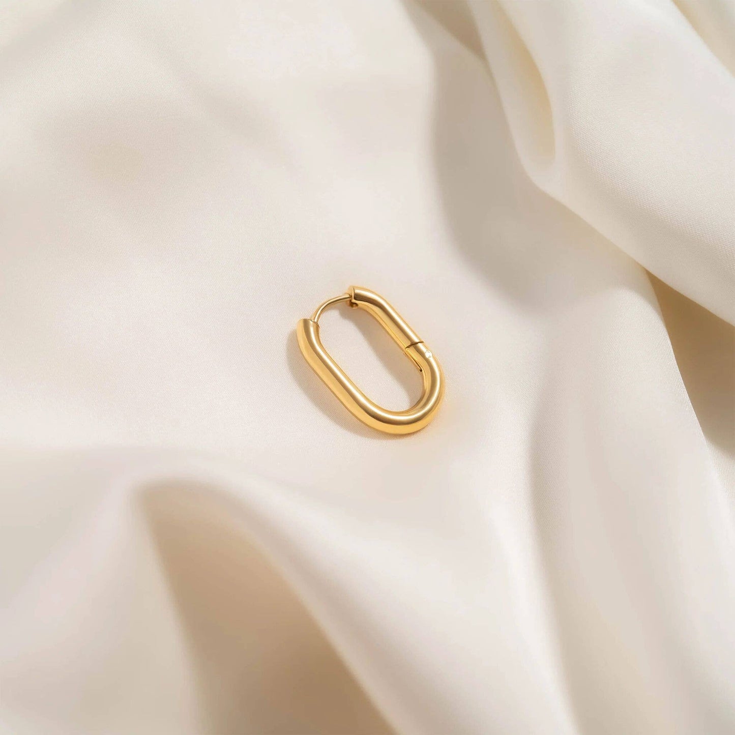 18K Gold  Oval Huggie Earrings