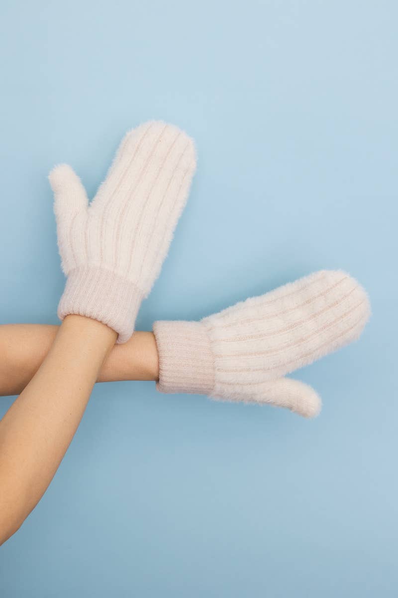 Plush Pastel Fuzzy Winter Mittens