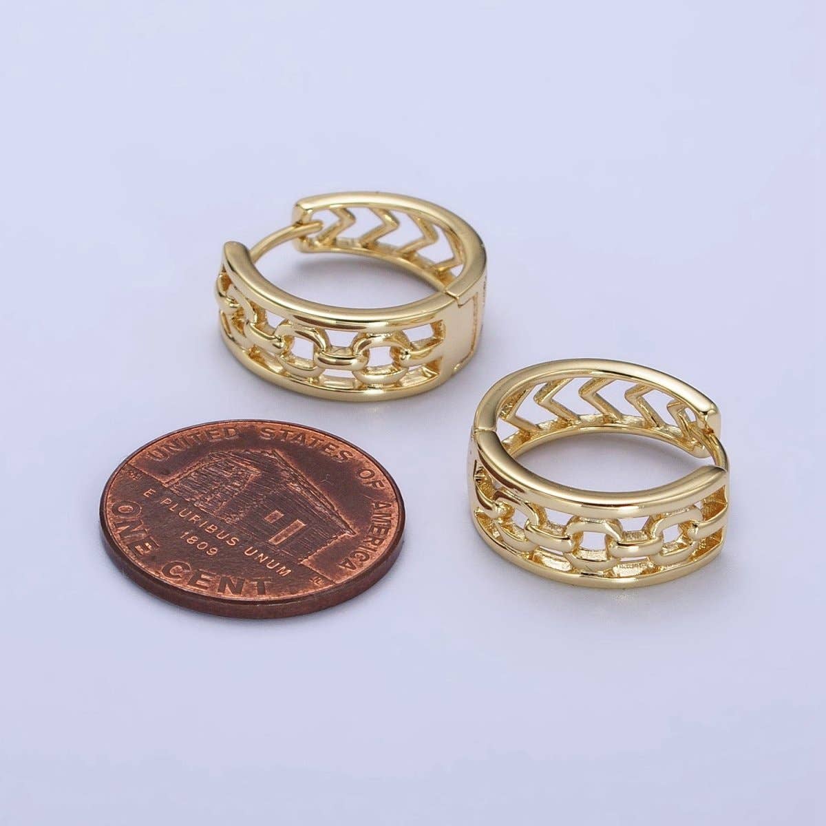 14K Gold Filled Cable Link Arrow 17.5mm Geometric Hoop Earrings