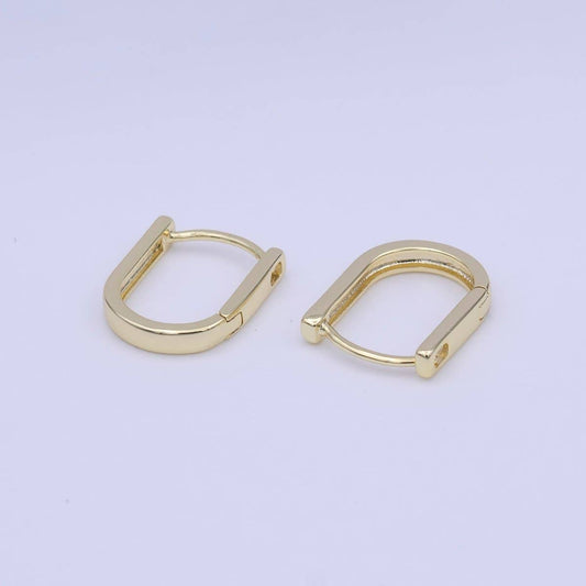 Dainty Gold U Shaped Boxy 15mm Huggie Earrings