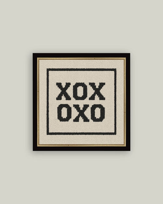 Cross Stitch XOXO Framed Antique Print